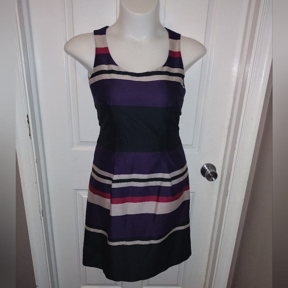H&M Purple Striped Sleeveless Midi Dress- Siz 10